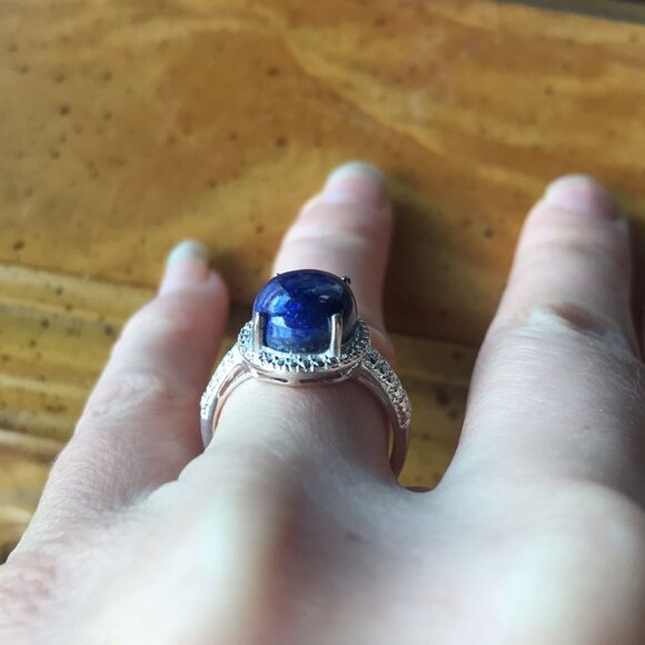 Natural Lapis Lazuli Sterling Silver Ring Size 7 - Picture 4 of 7